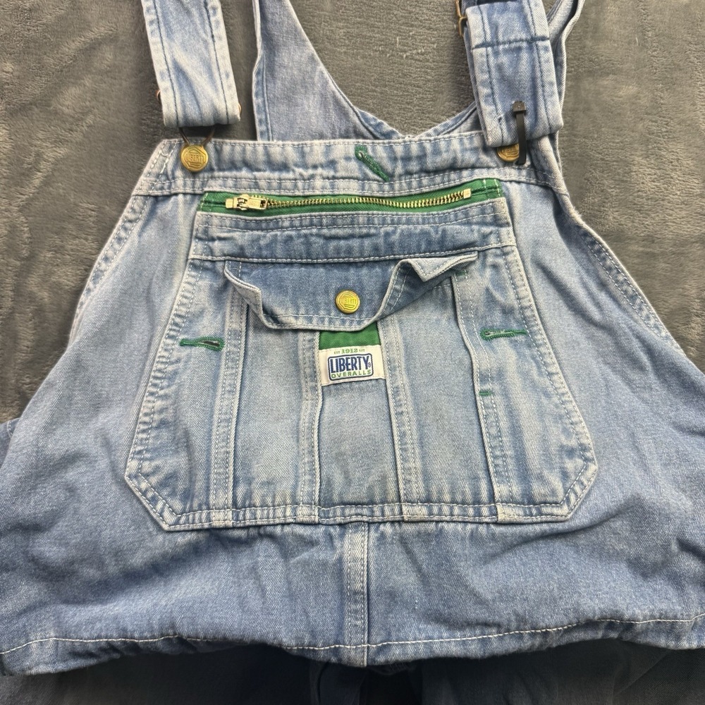 Vintage Liberty Overalls Mens 42x30 Blue Denim Bibs Work Farm Retro USA Made - Picture 5 of 8
